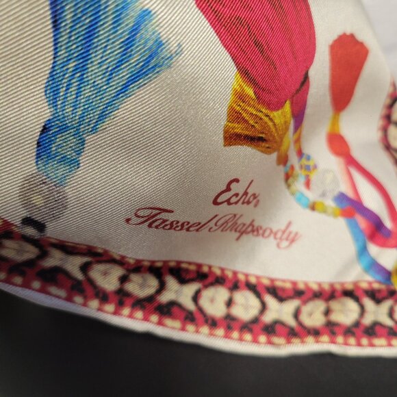 Echo Tassel Rhapsody 35" Silk Square Scarf - Picture 5 of 6